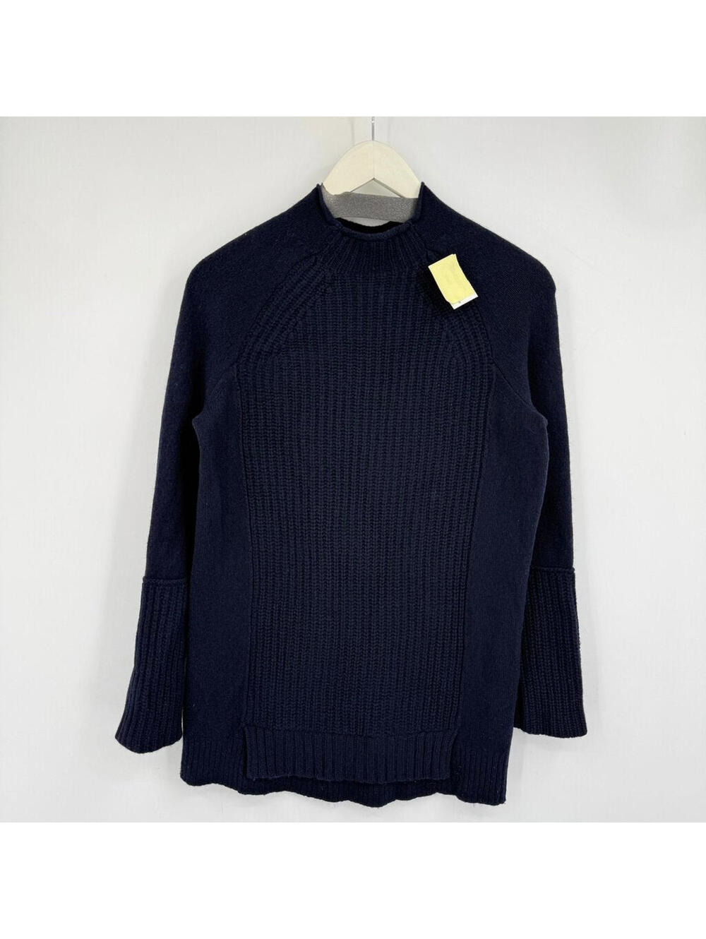 Women's J. Crew Wool Roll Neck Tunic Navy Blue Sweater Small